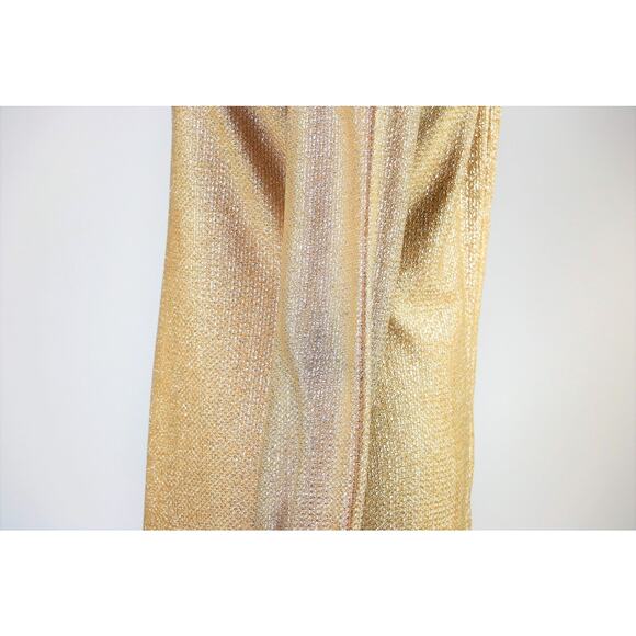 Vintage 1960s Gold-Silver Long Sleeved Dress with Button Detailing Medium - Picture 6 of 10
